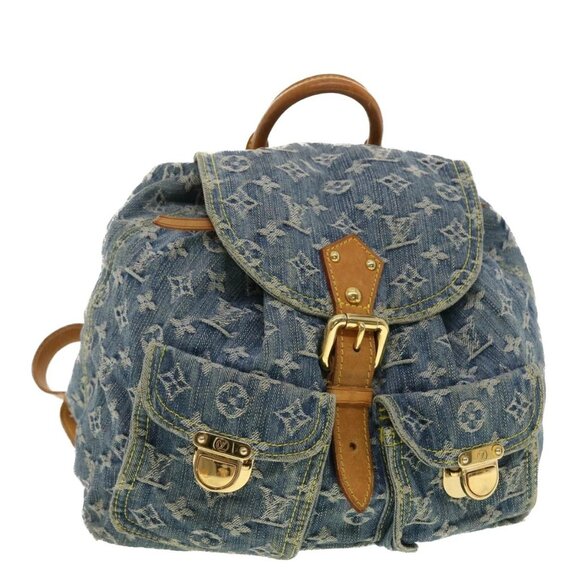 LOUIS VUITTON Monogram Denim Sac A Dos GM Backpack Blue M95056 LV Auth 40432 - Picture 1 of 16